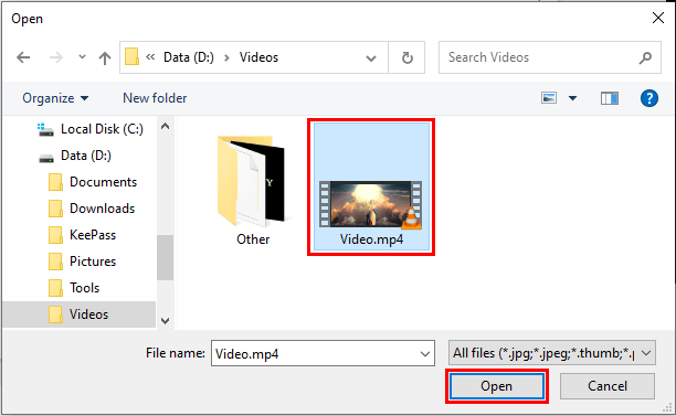 Add a video to the new video project in Windows 10 video editor
