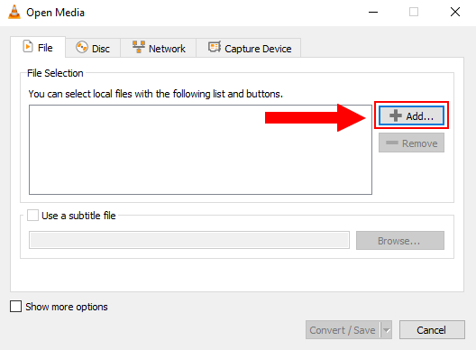 Add button in VLC media player