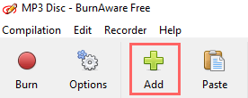 add files button in burnaware
