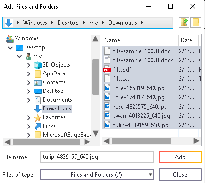 Add files or folders to burn list in Ashampoo Burning Studio