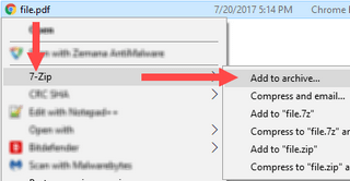 add pdf file to archive in 7-zip