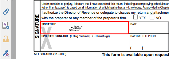 Add a signature to the signature field in a PDF document in Foxit Reader