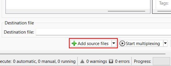 Add source files in MKVToolNix