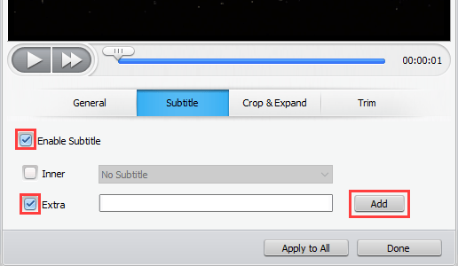 Add SRT subtitles to MP4 video in WinX Video Converter