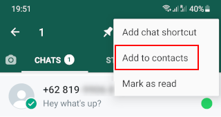 Add to contacts option in WhatsApp