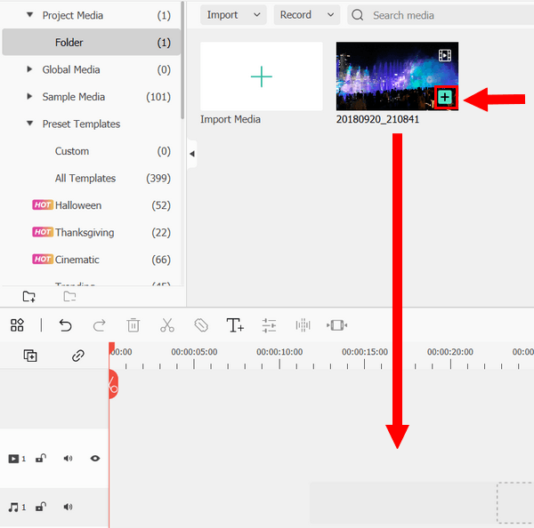 Add video to timeline in Filmora