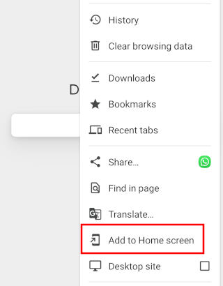 Add a website to the home screen on Android using Google Chrome