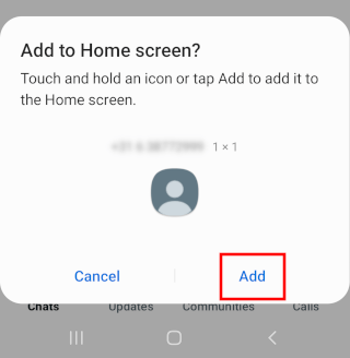 Add WhatsApp chat shortcut to home screen