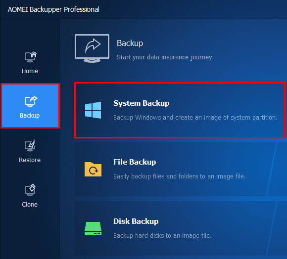 AOMEI Backupper System Backup