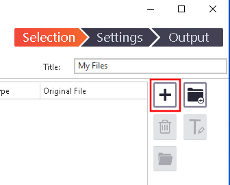 Ashampoo Burning Studio Add files and folders button