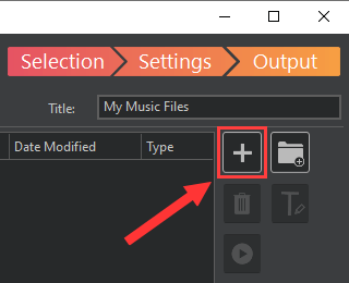 Ashampoo Burning Studio Add files button