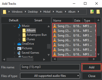 Ashampoo Burning Studio Add Tracks window