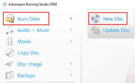 Ashampoo Burning Studio Free Burn Data mode