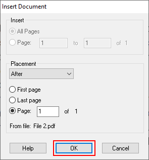 Ashampoo PDF Free Insert Document window