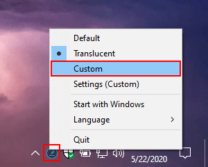 Ashampoo Taskbar Customizer custom mode