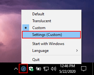 Ashampoo Taskbar Customizer custom settings