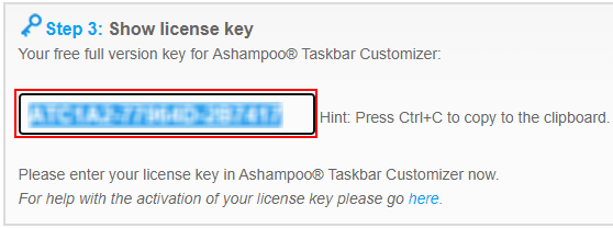 Ashampoo Taskbar Customizer license key