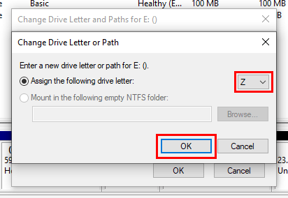 assign drive letter in usb