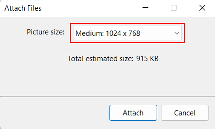 Attach Files window in Windows 11