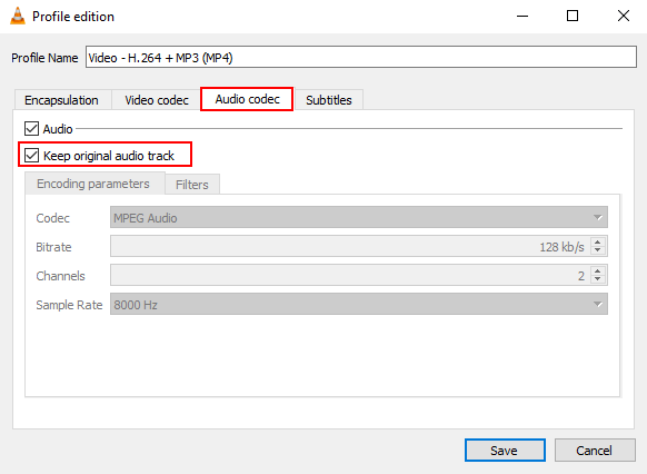 Paramètres du codec audio dans le lecteur multimédia VLC