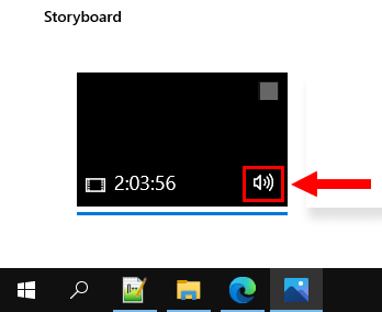 Audio volume button in Windows 10 Video Editor