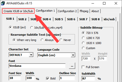 AVIAddXSubs Create XSUB or Idx/Sub tab