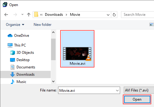 AVIAddXSubs open video file window