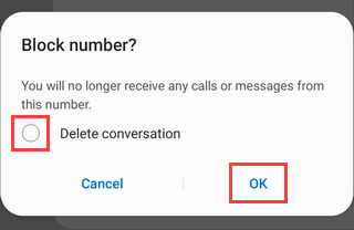 Block a phone number that texted you on Samsung Galaxy Android 9