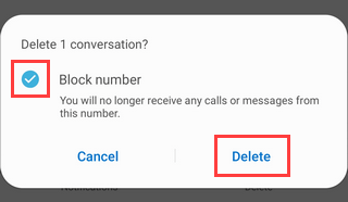 Block a phone number that texted you on Samsung Galaxy Android 9