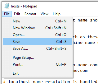 Block a website in Windows 10 using the host file