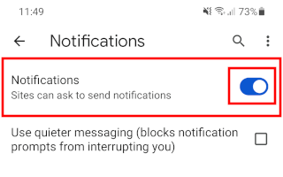 Block website notifications in Google Chrome on Android