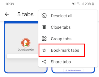 Bookmark all open tabs in Google Chrome on Android