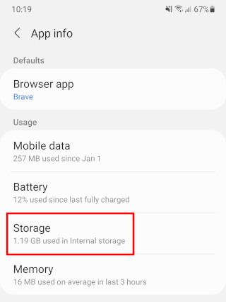 Brave browser app storage
