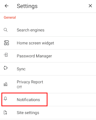 Brave browser notification settings