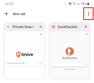 Brave browser tab option button