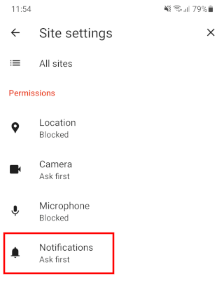 Brave browser website notification settings