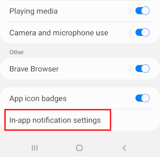 Brave mobile in-app notification settings