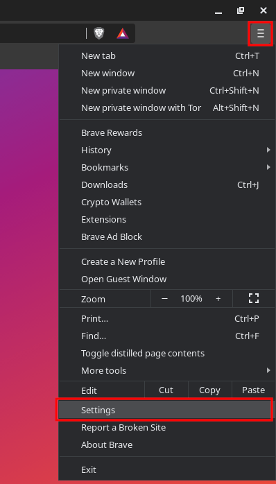 Brave settings