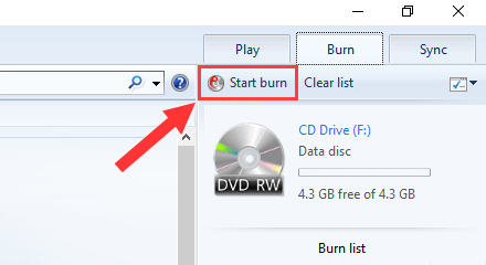 Burn a CD or DVD in Windows 10 using Windows Media Player