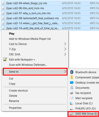 Burn CD or DVD Windows 10 Image 1