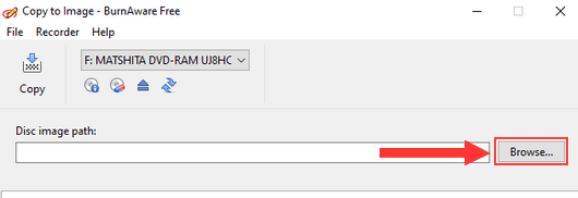 BurnAware disc image path browse button