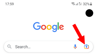 Camera icon in Google app