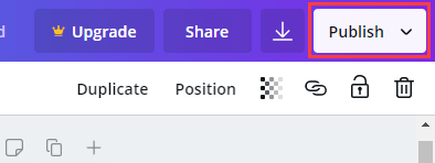 Canva publish button