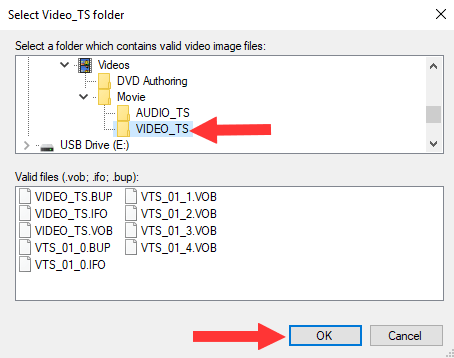 CDBurnerXP Select Video_TS folder window