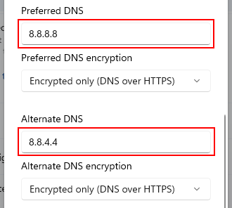 Change DNS in Windows 11