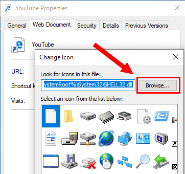 Change Icon Browse button