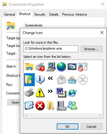 Change icon for folder shortcut