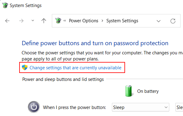 Change settings that are currently unavailable