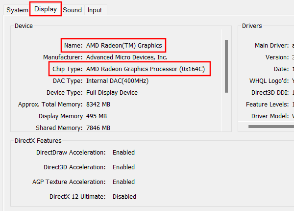 Check what graphics card you have in your PC using the DirectX Diagnostic Tool