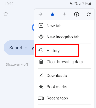 Chrome mobile history